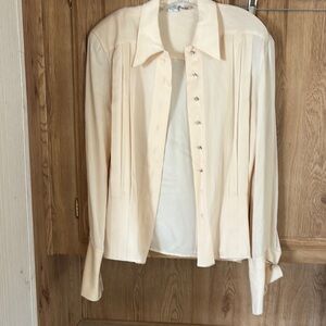 Anne Klein Cream Long Sleeve Button Down Shirt